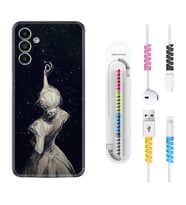 Samsung A23 A31 A32 A50 A51 A52 A53 A70 Kılıf Kablo Koruma Spiral Silikon Star Woman 1332