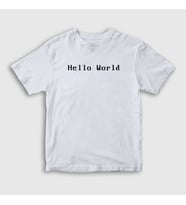Presmono Unisex Çocuk Beyaz Hello World Coder Programmer Developer Yazılımcı T-Shirt 334587tt (Beyaz)