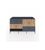 Kronos Konsol 3 Raflı 3 Çekmeceli 4 Kapaklı 176x59x99 Antrasit-Çam/Antrasit