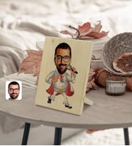BK Gift Kişiye Özel Elvis Presley Karikatürlü Dekoratif Ahşap Çerçeve Model 1