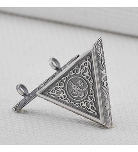 Osmanlı Tuğralı 925 Ayar Gümüş Üçgen Muska Kabı