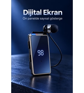Klipsli Bluetooth Kulaklık Dijital Ekranlı Eller Serbest Görüşme
