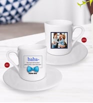 BK Gift Kişiye Özel Babalar Günü Hediyesi Fotoğraflı Türk Kahvesi Fincanı-96 (Beyaz)