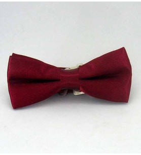 Bordo Çocuk Boy Düz Renk Saten Papyon - CP-04 (Renksiz)