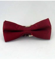 Bordo Çocuk Boy Düz Renk Saten Papyon - CP-04 (Renksiz)