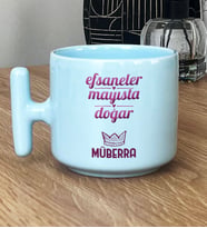 Kişiye Özel Boğa İkizler Burcu Hediye Pastel T Kupa Doğum Günü Hediyesi (Mavi)