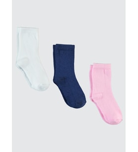 Civil Girls Basic Düz 3'lü 2-12 Yaş Kız Soket Çorap - Standart 2-3 Yaş (Pembe)