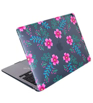 SyncCase Huawei MateBook Kılıf D15 MagicBook 15 Honor X15 ile Uyumlu HardCase Crystal Flower01NL (Pembe-Mavi)
