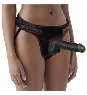 OdinsShop 20 cm Belden Bağlamalı İçi Dolu Siyahi Strapon Dildo