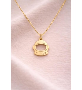 Kişiye Özel 925 Ayar Gümüş Uzay Temalı Astronot Kaskı Kolye (Gold)