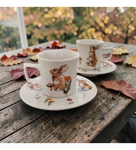Tavşan desenli kahve fincanı 2'li takım