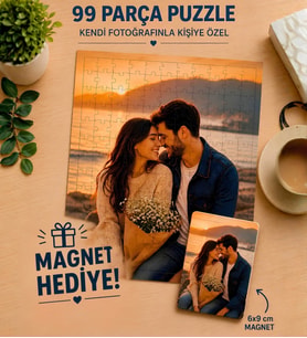 Kişiye Özel 99 Parça A4 Boy Puzzle ve Hediye Magnet