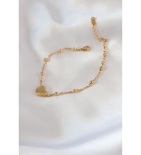 316L Çelik Gold Renk Kalp Model Minimal Top Detay Kadın Bileklik - TJ-BB5434