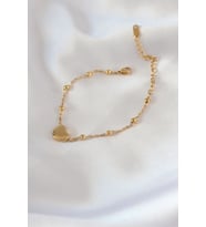 316L Çelik Gold Renk Kalp Model Minimal Top Detay Kadın Bileklik - TJ-BB5434