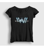 Presmono Kadın Siyah Logo V3 Westworld T-Shirt 224153tt