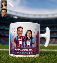 BK Gift Kişiye Özel İsimli Bordo-Mavi Sevgili Tasarımlı Hammer Kupa Bardak – İsim ve Forma Numaralı Taraftar Kupa, Doğum Günü Hediyesi