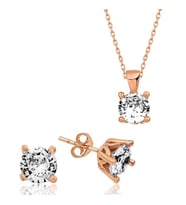 ?Gümüş Rose Tek Taş İkili Set