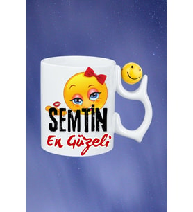 Semtin Güzeli Baskılı Smile Emoji Toplu Kupa Bardak Çay Kahve Fincanı