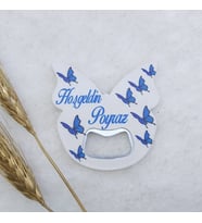 Hayaller Dükkanı 30 Adet Mavi Kelebek Açacak Magnet 6x6 Cm Uv Erkek Bebek Magnetleri Bebek Şekeri