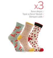 Miorre 3lü Bayan Soket Çorabı-282 (Çok Renkli-Multı)
