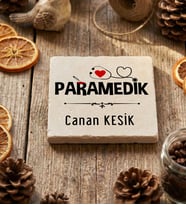 Kişiye Özel Paramedik Bardak Altlığı Tıp Bayramı Hediyesi (Krem)