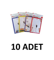 10 Adet Çift Taraflı 17x25 cm Yazı Tahtası ve Kalem Seti