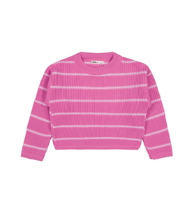 Civil Girls Çizgili 6-9 Yaş Kazak - Pembe 7-8 Yaş (Koyu Pembe)
