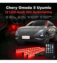 Chery Omoda 5 Uyumlu RGB Ayak Altı LED 12 Led Kumandalı Müzik Duyarlı Araç İçi Aydınlatma 7 Renk 12V
