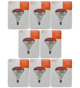 (8 Adet) Ledvance 250W Kızılötesi Hayvan Isıtma ve Fizik Tedavi Lambası (Kırmızı Işık) E27 Duy
