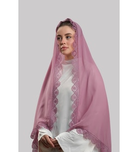 Gül Kurusu Namaz Başörtüsü Şal Şifon Güpürlü 202106_18