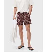 LCW SWIMWEAR Kırmızı Kısa Boy Desenli Erkek Deniz Şortu