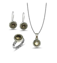 Zultanit Taşlı El işi Otantik Gümüş Üçlü Set 201024828