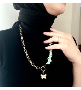 ZİNCİRLİ AMAZONİT DOĞAL TAŞ KOLYE