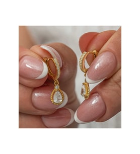 Gümüş Sallantılı Gold Damla Kadın Küpe CSR2185724