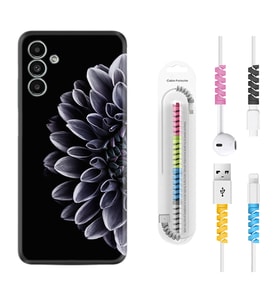 Samsung A23 A31 A32 A50 A51 A52 A53 A70 Kılıf Kablo Koruma Spiral Silikon Çiçekler 1639