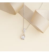 925 Ayar Radyum Kaplama Swarovski  Tek Taşlı Damla Gümüş Kolye