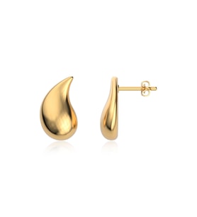 Küçük Gözyaşı Damlası Altın Kaplama Gümüş Küpe (Gold)