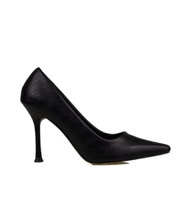 Trend Adımlar Siyah Kadın Düz Deri Stiletto