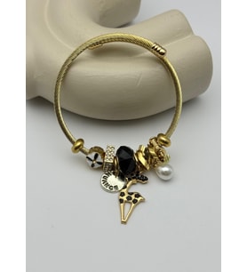 Çelik Gold İnci Taşlı Beyaz Geyik Charmlı Pandora Bileklik - 26blk44