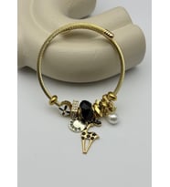 Çelik Gold İnci Taşlı Beyaz Geyik Charmlı Pandora Bileklik - 26blk44