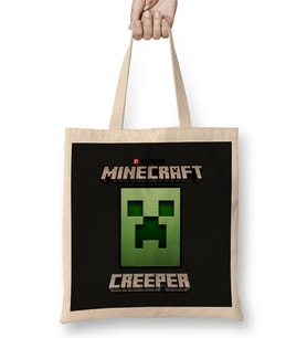Minecraft Creeper Social Distancing Champion Bez Çanta Uzun Saplı
