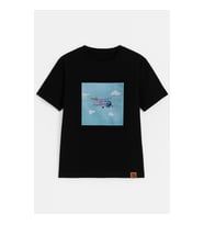 Kadın Bisiklet Yaka %100 Pamuk Helikopter Baskılı Kısa Kollu T-Shirt