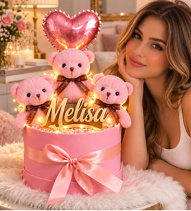 Kişiye Özel Pleksi İsimli,Balonlu,Peluş Ayıcık Buket