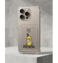 iPhone 16 Pro Max Boş Yapma Muz Detaylı Kart Bölmeli Şeffaf Telefon Kılıfı - SSSSSS1345-9866
