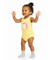 Civil Baby Unicorn Baskılı 0-3 Yaş Çıtçıtlı Badi - Sarı (Açık Sarı)