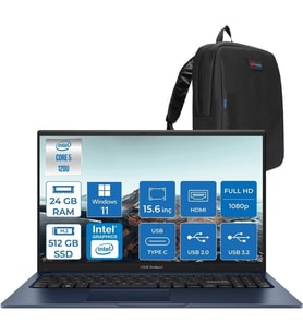 Asus Vivobook X1504VA 15 1.nesil Core 5 120U-24GB-512GB SSD Fhd 15.6INC-Windows 11 Pro Taşınabilir Bilgisayar ZNJ2861P07+ZETTAÇANTA
