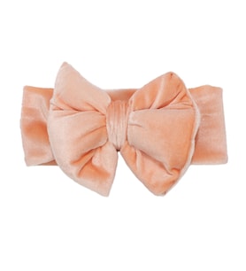 Kız Bebek Somon Kurdeleli Kadife Bandana (Standart)