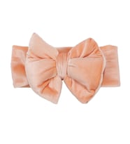 Kız Bebek Somon Kurdeleli Kadife Bandana (Standart)