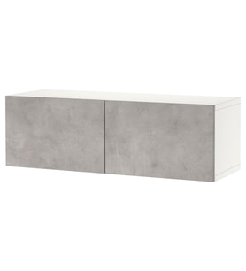 Duvar Dolabı, Beyaz-Açık Gri Taş Görünümlü, 120x42x38 cm