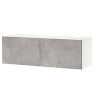 Duvar Dolabı, Beyaz-Açık Gri Taş Görünümlü, 120x42x38 cm